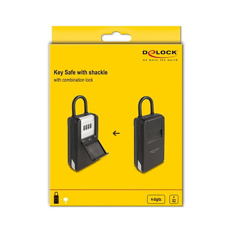 DeLOCK 20933 - Caja fuerte para llaves con candado de combinación numérica, de aluminio y plástico, negro, 89 x 208 x 47 mm, 490 g