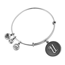 Alex And Ani Pulsera de Metal con Letra U Gris