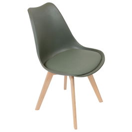 Home Deco Factory Silla COPENHAGUE Essentiel Acolchada Caqui, Asiento Acolchado y Patas de Madera de Haya, Estilo Escandinavo Charles Eames