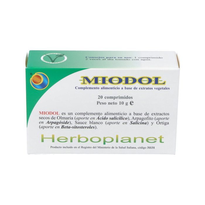 HERBOPLANET Miodol 20Comp. - Alivio del Dolor Reumático, Artrosis, Ciática y Fiebre - Comprimidos Naturales HERBOPLANET Miodol 20Comp. - Alivio del Dolor Reumático, Artrosis, Ciática y Fiebre - Comprimidos Naturales