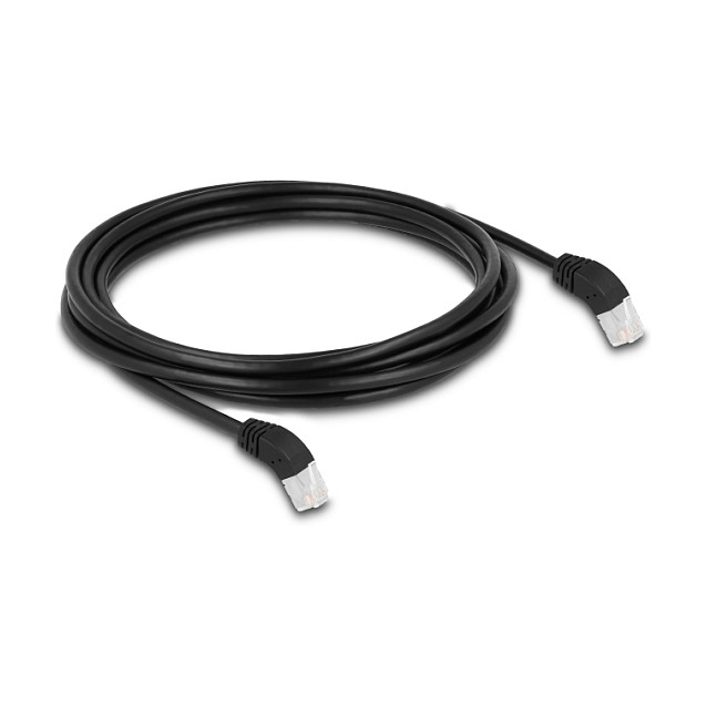 DeLOCK Cable de red RJ45 Cat.6A S/FTP 5 m Negro con conector angular 45°