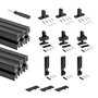 Emuca Lote de 3 estructuras Zero con herrajes y perfiles para montaje al suelo y a pared con nivelador rectangular, Aluminio y Zamak, Negro texturizado