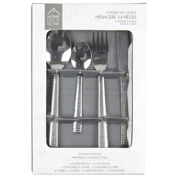 Home Deco Factory Cubertería 24 Piezas Acero Inoxidable Colección Mirage