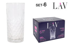 Lav Set de 6 Vasos Odin, 356 ml, Vidrio, Medidas 7.1 x 7.1 x 14.5 cm (4 Cajas)