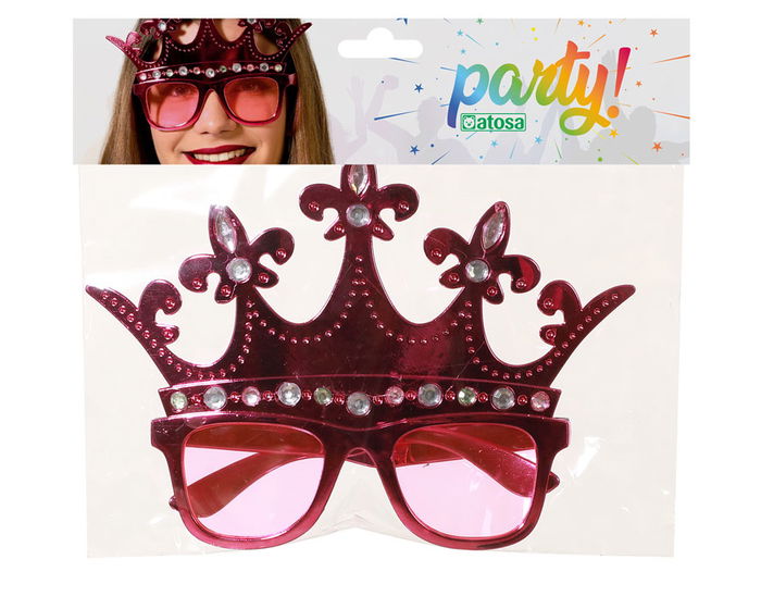 Gafas Corona Brillantes Rosa Mujer Adulto