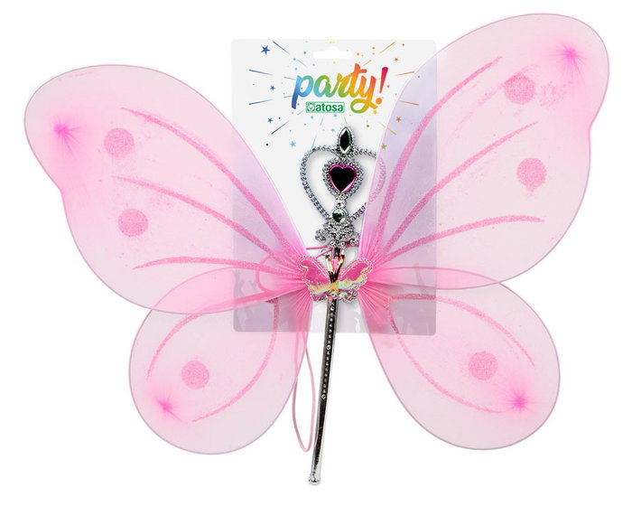 Alas de Hada Rosas Mariposa con Varita y Detalles Brillantes 41x49 cm
