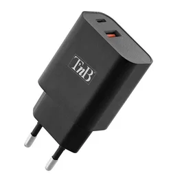 T'nb Cargador de Pared 30W PD USB-C y 18W USB-A QC - Negro