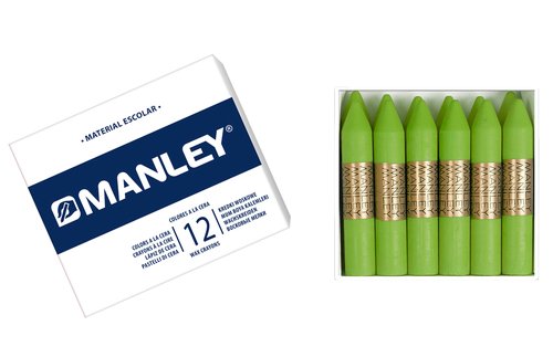 Manley Lápices de Cera Verde Amarillo Claro n.47 Caja de 12 Unidades