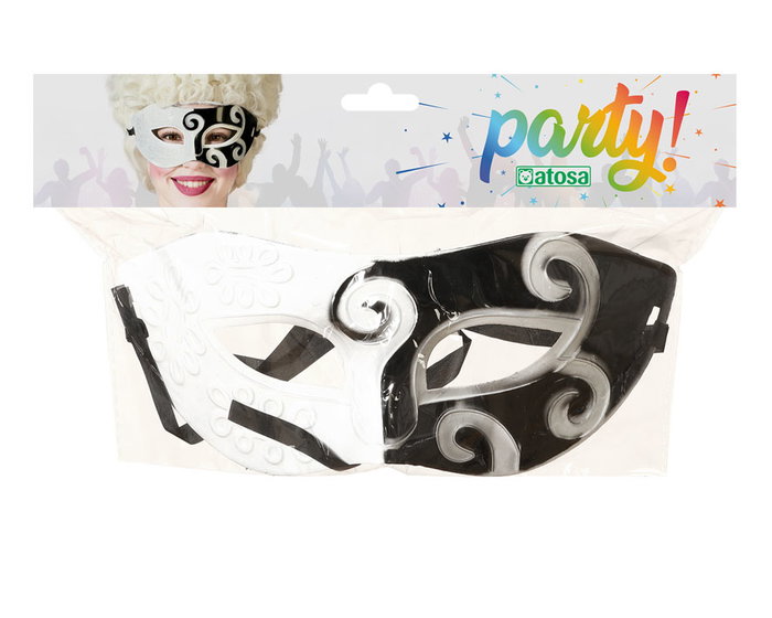 Antifaz Blanco Y Negro Con Relieves Para Máscaras Venecianas - Elegancia y Contraste para Eventos