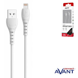 AVANT CONNECT Cable Lightning a USB, 1 Metro, Blanco, Carga Rápida 3A, Avant lightning a usb 3a - 1m - blanco - carga rapida