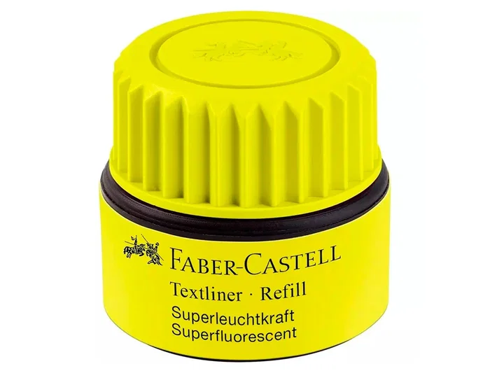 Faber Castell 1549 Bote Tinta Rotulador Textliner Recambio Recarga Amarillo Superfluorescente Base Agua 30 ml