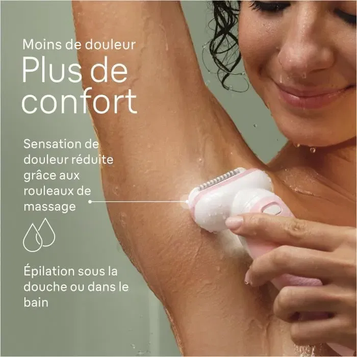 Braun Silk-épil 9 Depiladora Eléctrica 9-030 - Depilación Fácil para Piel Suave y Duradera - Blanco / Rosa