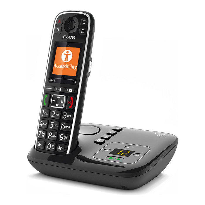 Gigaset E720A Teléfono DECT/Analógico Inalámbrico con Identificador de Llamadas y SMS, Negro, Ideal para Mayores