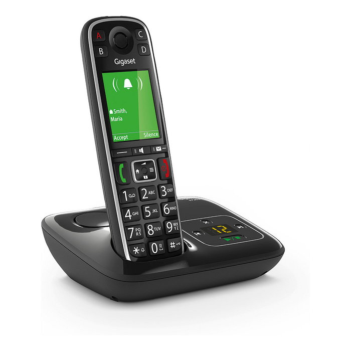 Gigaset E720A Teléfono DECT/Analógico Inalámbrico con Identificador de Llamadas y SMS, Negro, Ideal para Mayores