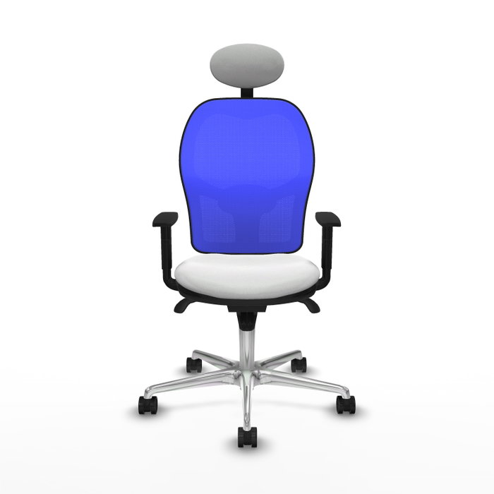 PIQUERAS Y CRESPO Silla de oficina Jorquera con mecanismo Sincro, tela blanca y malla azul
