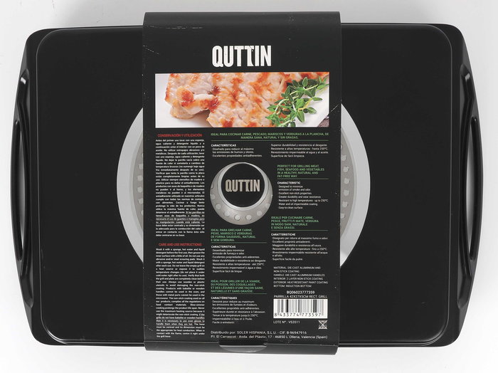Quttin Parrilla Rectangular Grill 45 x 27 x 4.5 cm (6 Unidades)