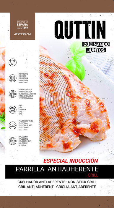 Quttin Parrilla Rectangular Grill 45 x 27 x 4.5 cm (6 Unidades)