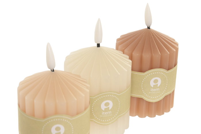 DKD Home Decor Vela Led Basicos Blanco Crudo 7 x 12 x 7 cm (6 Unidades)