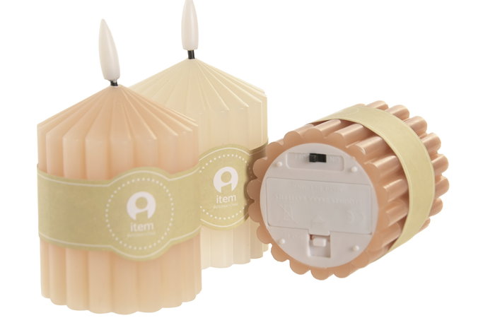 DKD Home Decor Vela Led Basicos Blanco Crudo 7 x 12 x 7 cm (6 Unidades)