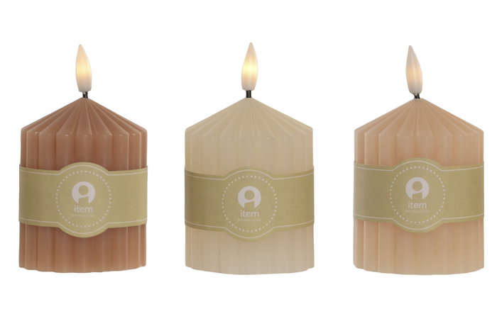 DKD Home Decor Vela Led Basicos Blanco Crudo 7 x 12 x 7 cm (6 Unidades)