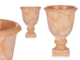 Ibergarden Copa Terracota Mediana Hojas 13 x 19.5 cm Cemento Marron (Set de 8)