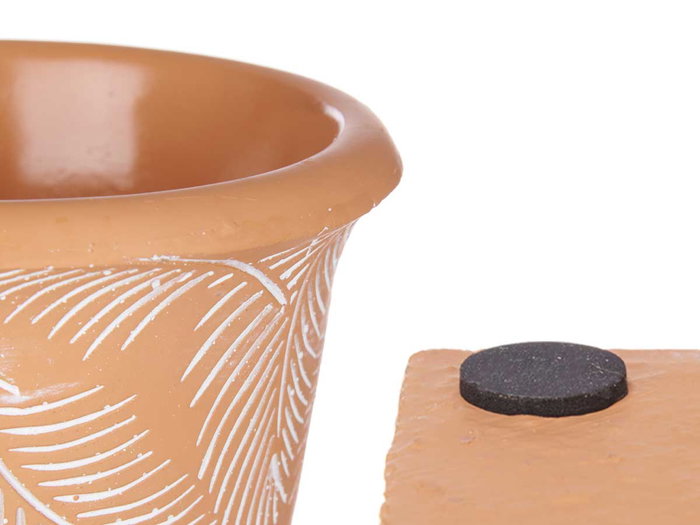 Ibergarden Copa Terracota Mediana Hojas 13 x 19.5 cm Cemento Marron (Set de 8)