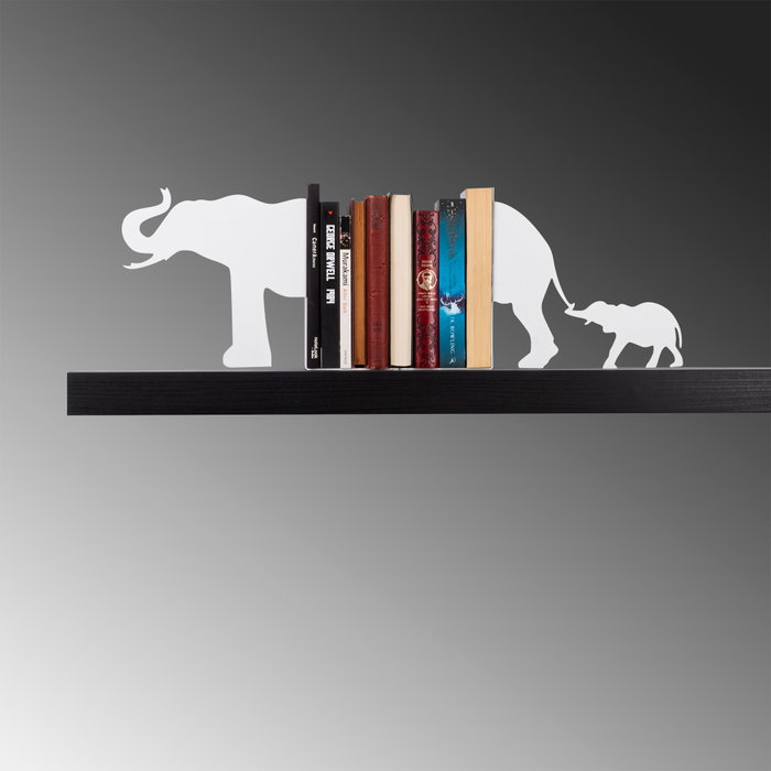Aberto Design Sujetalibros Metal Blanco 55 x 14 x 22 cm Robusto y Elegante para Decoración del Hogar Estantería