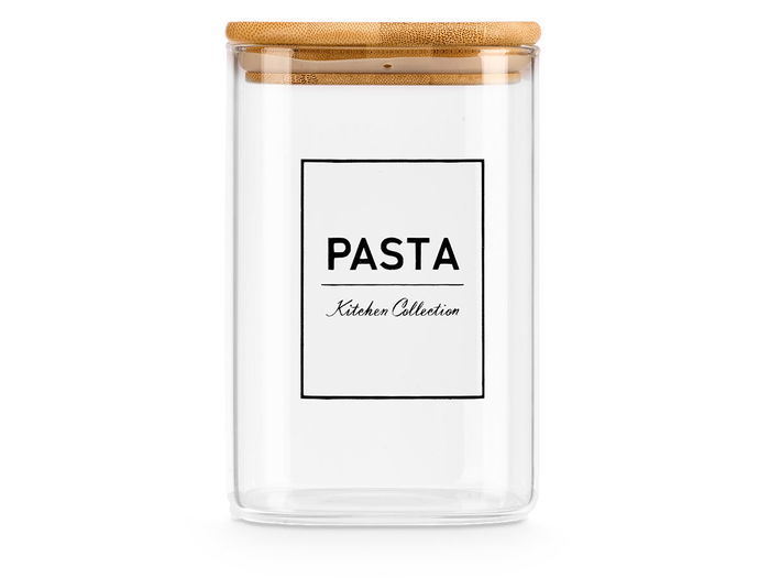 VIVALTO Bote Cuadrado Borosilicato Tapa Bambú, 1,2L, 10x15x10 cm (Set de 12)