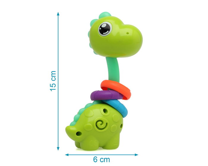 KioKids Mordedor Musical Dinosaurio Giratorio 360 con Melodías para Bebés +3 Meses Verde