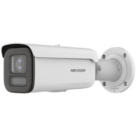 Hikvision Cámara IP Bullet 4MP Smart Hybrid Light ColorVu 2.8-12mm Antivandálica WDR IK10 IP67 12V/PoE Audio Alarma Luz 60m