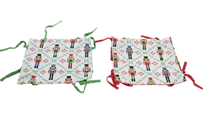 DKD Home Decor Cesta Navidad Moderna Rojo Verde Algodon Cascanueces 30 x 8 x 30 cm (2 Unidades)