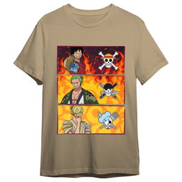 Superplay Camiseta One Piece Monkey D. Luffy, Roronoa Zoro & Sanji Sand Talla M