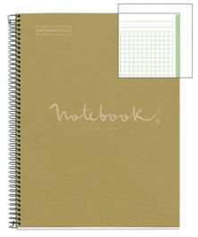 MiquelRius 6091 Cuaderno A4 80 Hojas Reciclado 100% Papel Cuadriculado 5mm Tapa Dura Verde EcoVerde Emotions