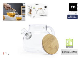 La Mediterranea Tetera Boro Tapa Bambú 1L con dimensiones 15,2 x 17,4 x 14,6 cm (12 Unidades)