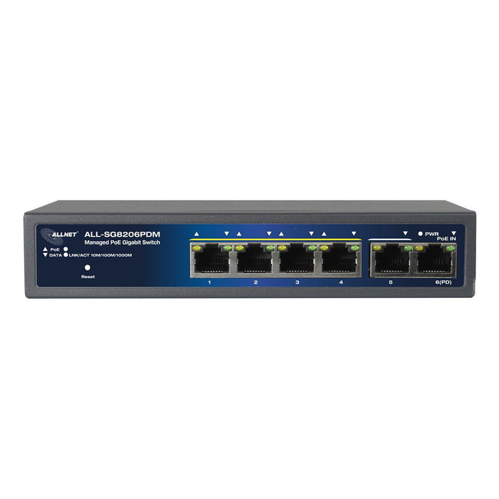 ALLNET ALL-SG8206PDM Switch Gestionado Gigabit Ethernet PoE 6 Puertos Montaje Pared/Escritorio