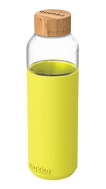 QUOKKA Botella de Cristal 660 ml con Funda de Silicona Flow Neon Green - Recargable, Reutilizable