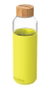 QUOKKA Botella de Cristal 660 ml con Funda de Silicona Flow Neon Green - Recargable, Reutilizable