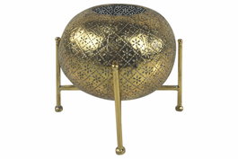DKD Home Decor Portavela de Metal y Cristal Dorado 24x24x20 cm
