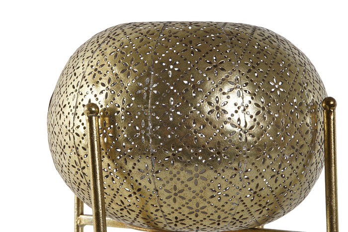 DKD Home Decor Portavelas Oriental Dorado Metal y Cristal 24 x 20 x 24 cm