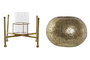 DKD Home Decor Portavelas Oriental Dorado Metal y Cristal 24 x 20 x 24 cm