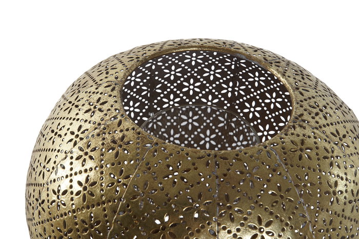 DKD Home Decor Portavelas Oriental Dorado Metal y Cristal 24 x 20 x 24 cm