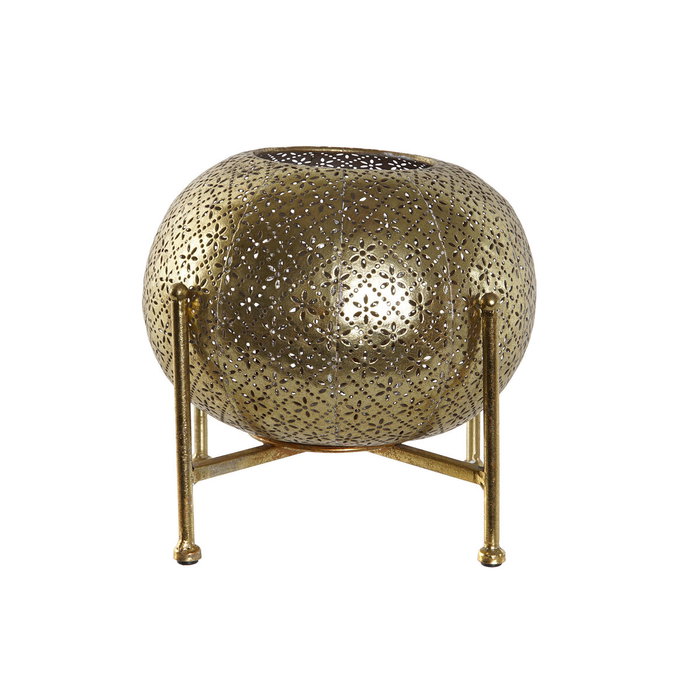 DKD Home Decor Portavela de Metal y Cristal Dorado 24x24x20 cm