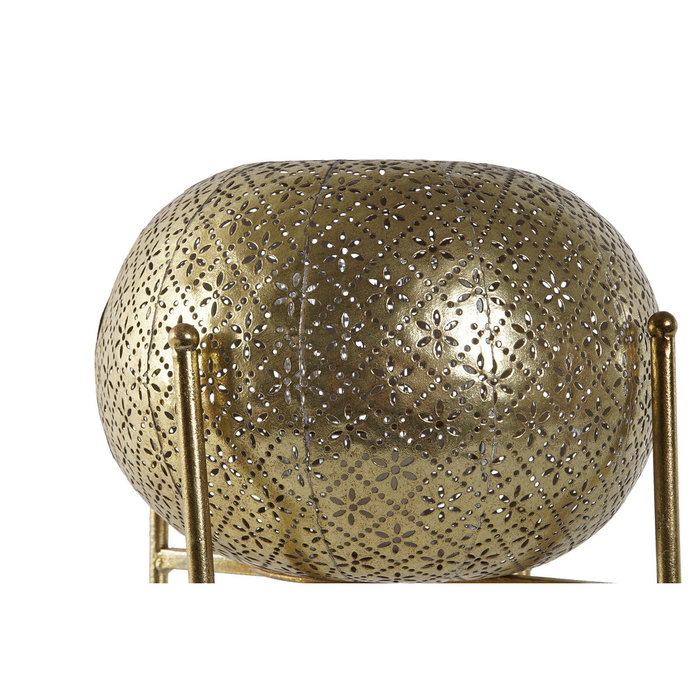 DKD Home Decor Portavela de Metal y Cristal Dorado 24x24x20 cm