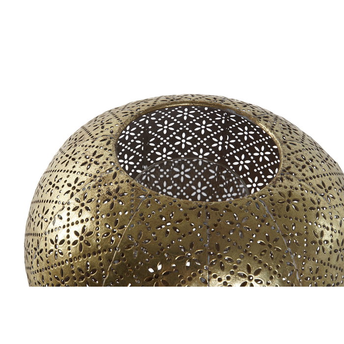 DKD Home Decor Portavela de Metal y Cristal Dorado 24x24x20 cm