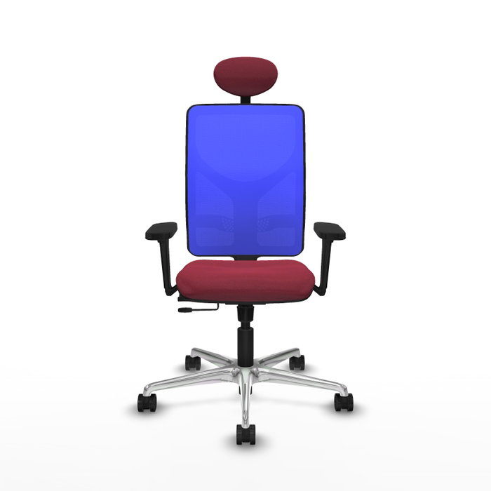 PIQUERAS Y CRESPO Silla de oficina Motilla con mecanismo Sincro/Traslack, Tela Granate y Malla Azul