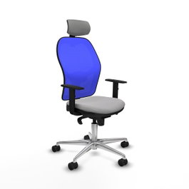 PIQUERAS Y CRESPO Silla de oficina Jorquera con mecanismo sincro, tela gris y malla azul