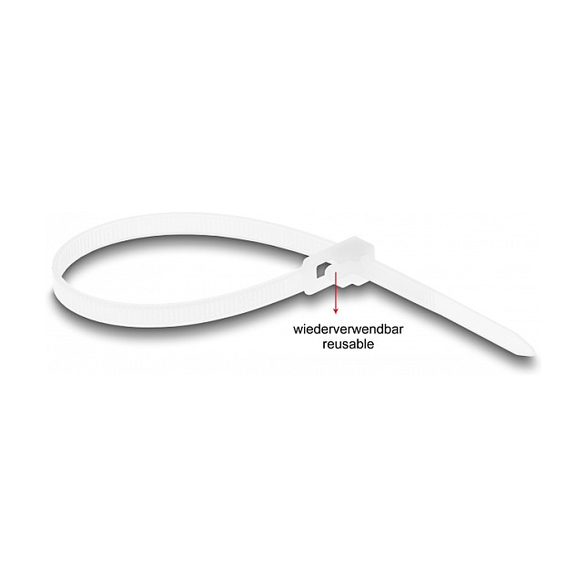 DeLOCK Bridas para cables reutilizables 200 x 4,8 mm - 100 unidades