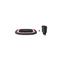 RealPower FreeCharge-10 Cargador Inalámbrico Inteligente con Carga Rápida, 10W, 2A, MicroUSB, Negro/Rosa