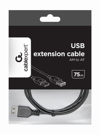 Gembird Cable USB 2.0 Tipo A Negro 0.75 m, CC-USB2-AMAF-75CM/300-BK