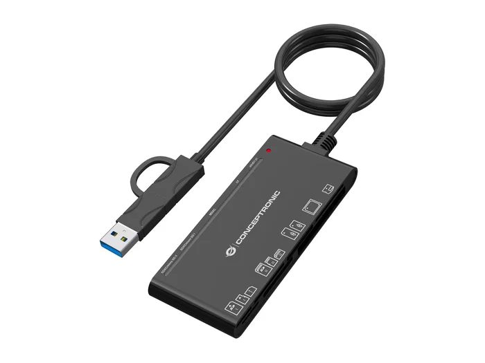 Conceptronic BIAN10B Lector de tarjetas 7 en 1 USB-C y USB-A